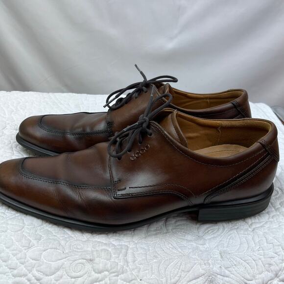 ECCO Men's Size 45 (US 11) Brown Lace Up Shock Point Leather Derby Shoes - Picture 5 of 9